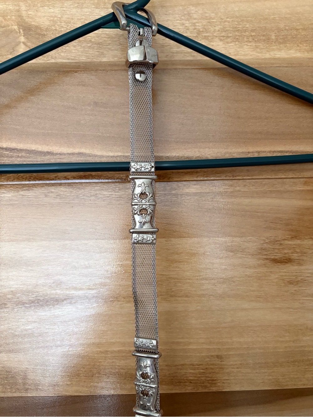 Belt Mesh Silver-Tone with Decorative Embellishments Vintage-Inspired Boho